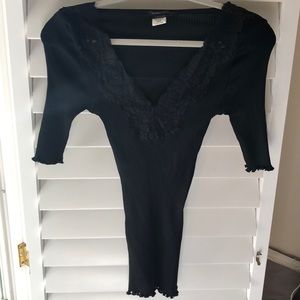 BCBGMaxazaria Black Silk Top